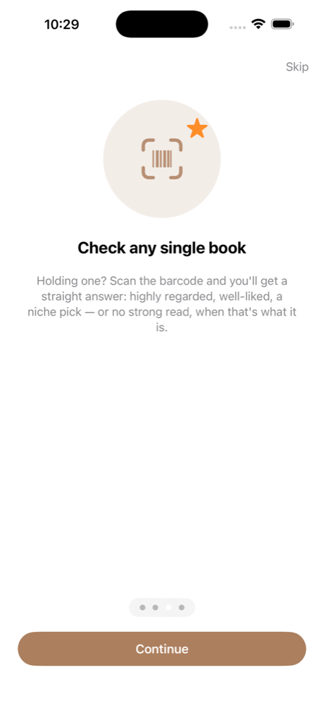 Barcode check screen — scan any single book for a straight verdict